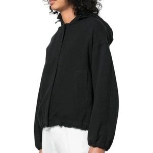 Vince Black Cotton Bomber Style Jacket With Hood